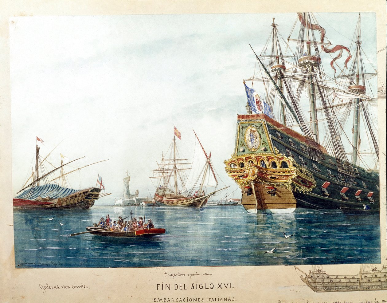 Voorstelling van Italiaanse schepen, galeien, brigantijnen uit de 16e eeuw door Unknown artist