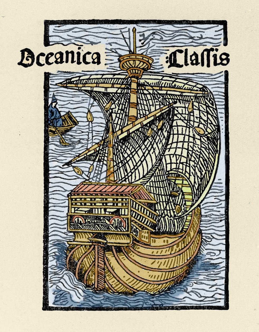 Afbeelding van de karveel Santa Maria door Christoffel Columbus (1451-1506). Gravure uit 