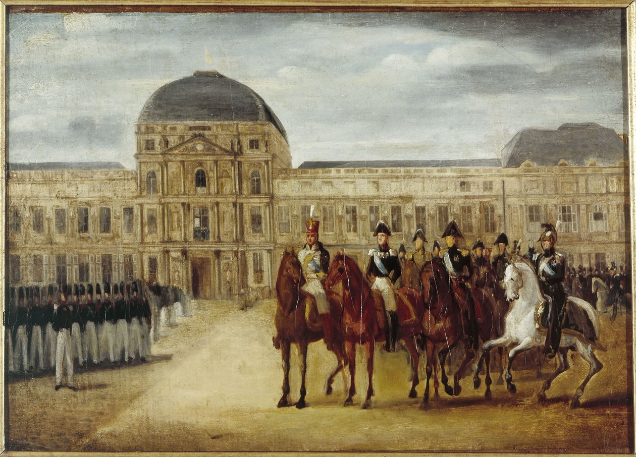 Review voor het Château des Tuileries, circa 1820. Huidige 1e arrondissement, tussen 1815 en 1825 door Unknown artist