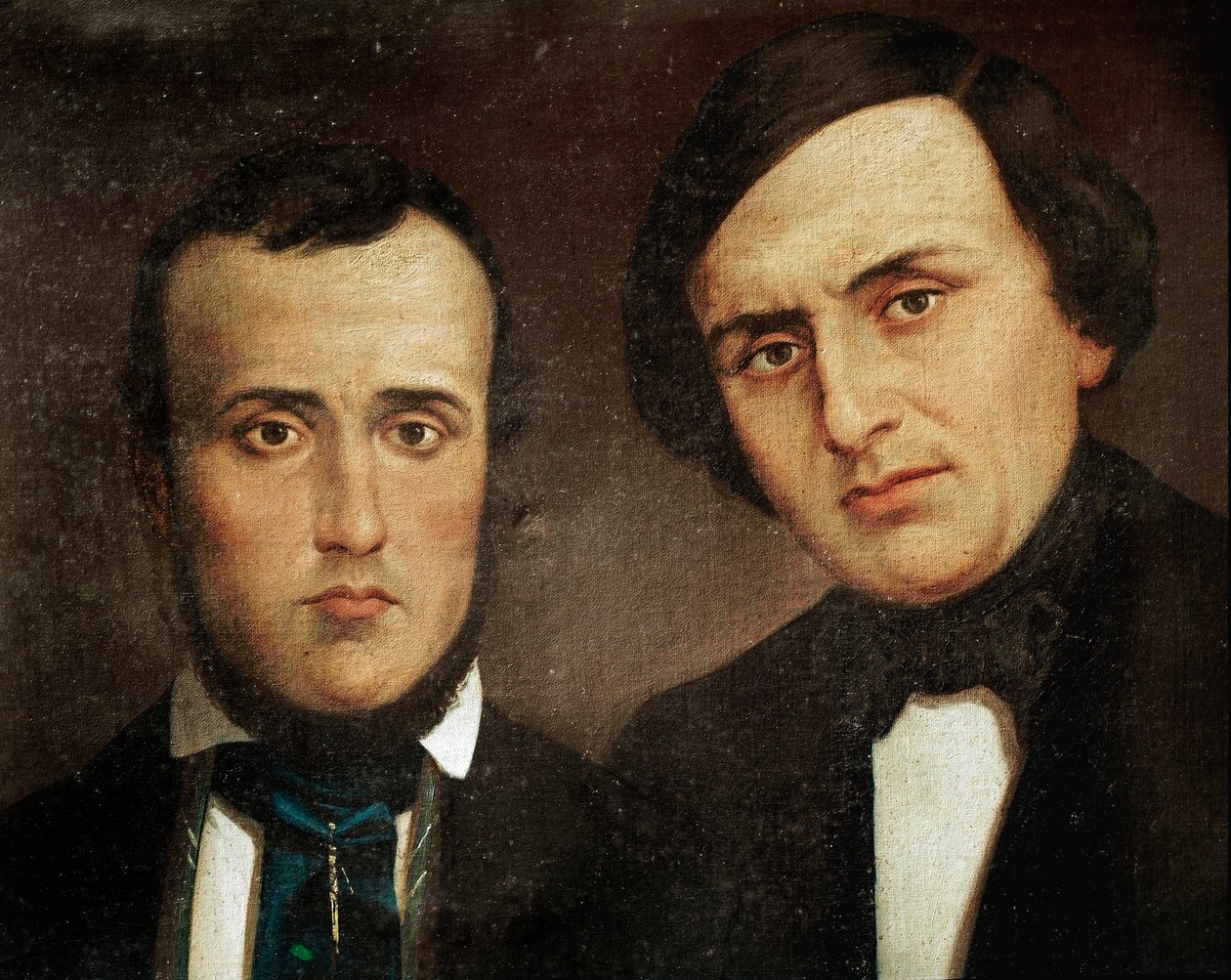 Risorgimento: portret van de broers Attilio Bandiera (1810-1844) en Emilio Bandiera (1819-1844). Anoniem schilderij. 19e eeuw Rome, Istituto Storia Risorgimento door Unknown artist