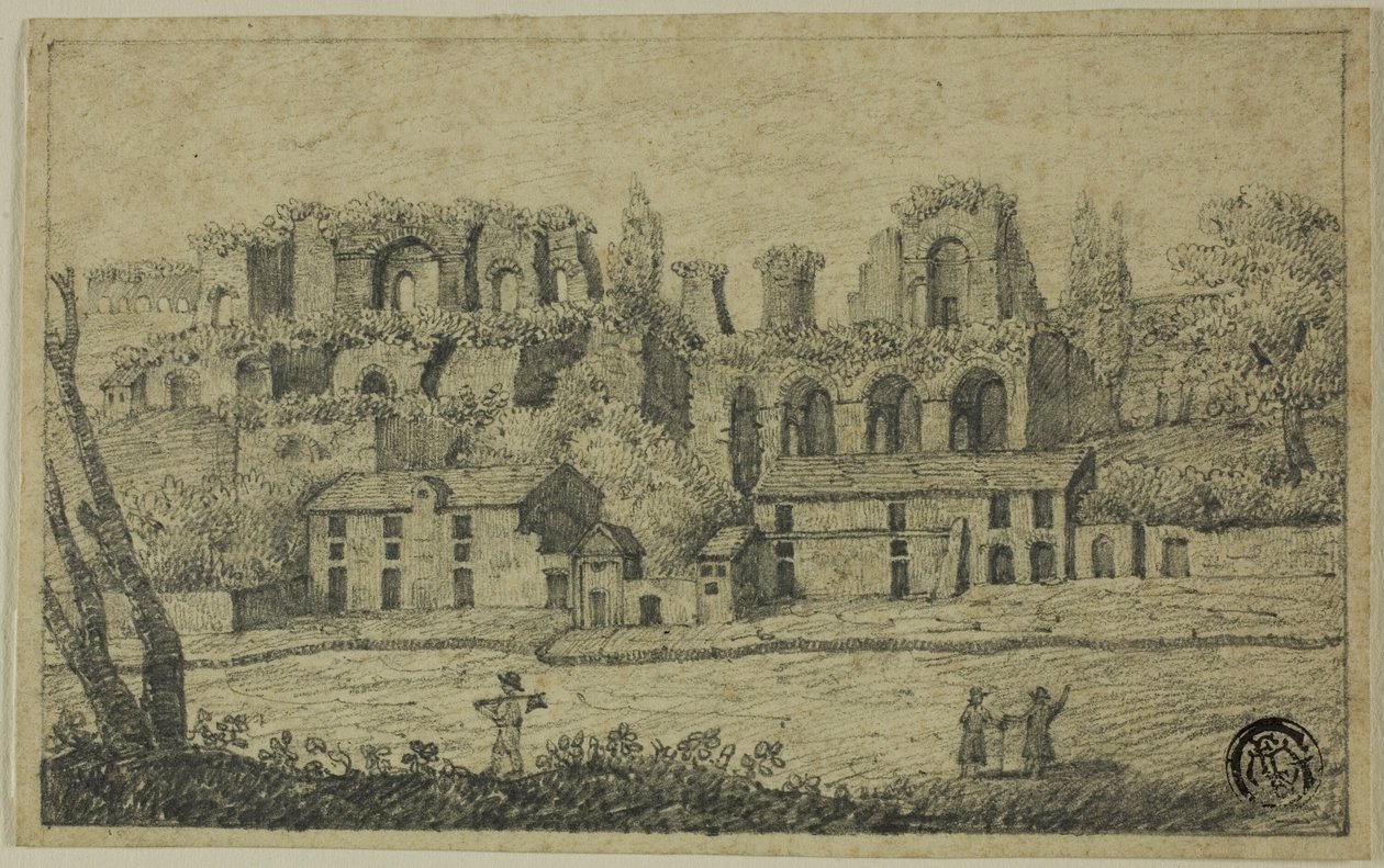 Rivierlandschap met Romeinse Ruïnes door Unknown artist