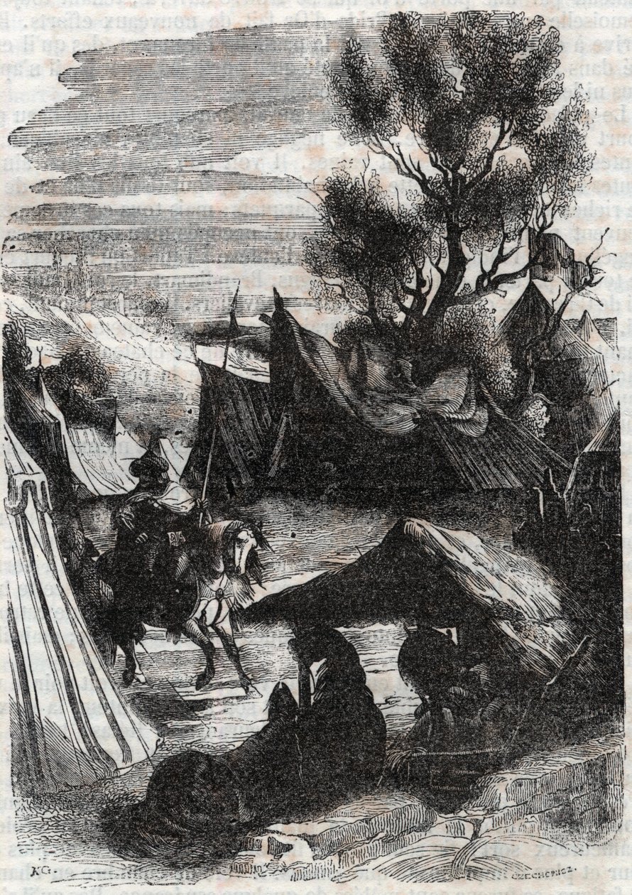 Roland in het Saraceense kamp - gravure van 1851 uit 