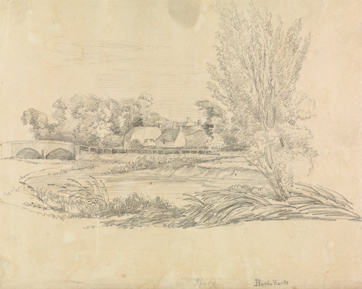 Landelijk Landschap met Brug en Cottages door Unknown artist