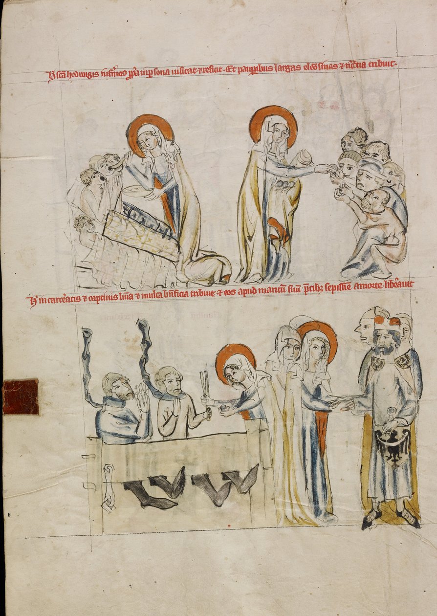 Sint Hedwig zorgt voor de zieken; Sint Hedwig zorgt voor de gevangenen door Unknown artist
