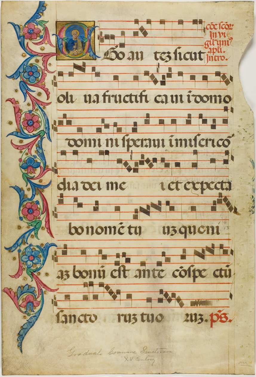 Sint Pieter in een historische initiaal "E" uit een graduale door Unknown artist