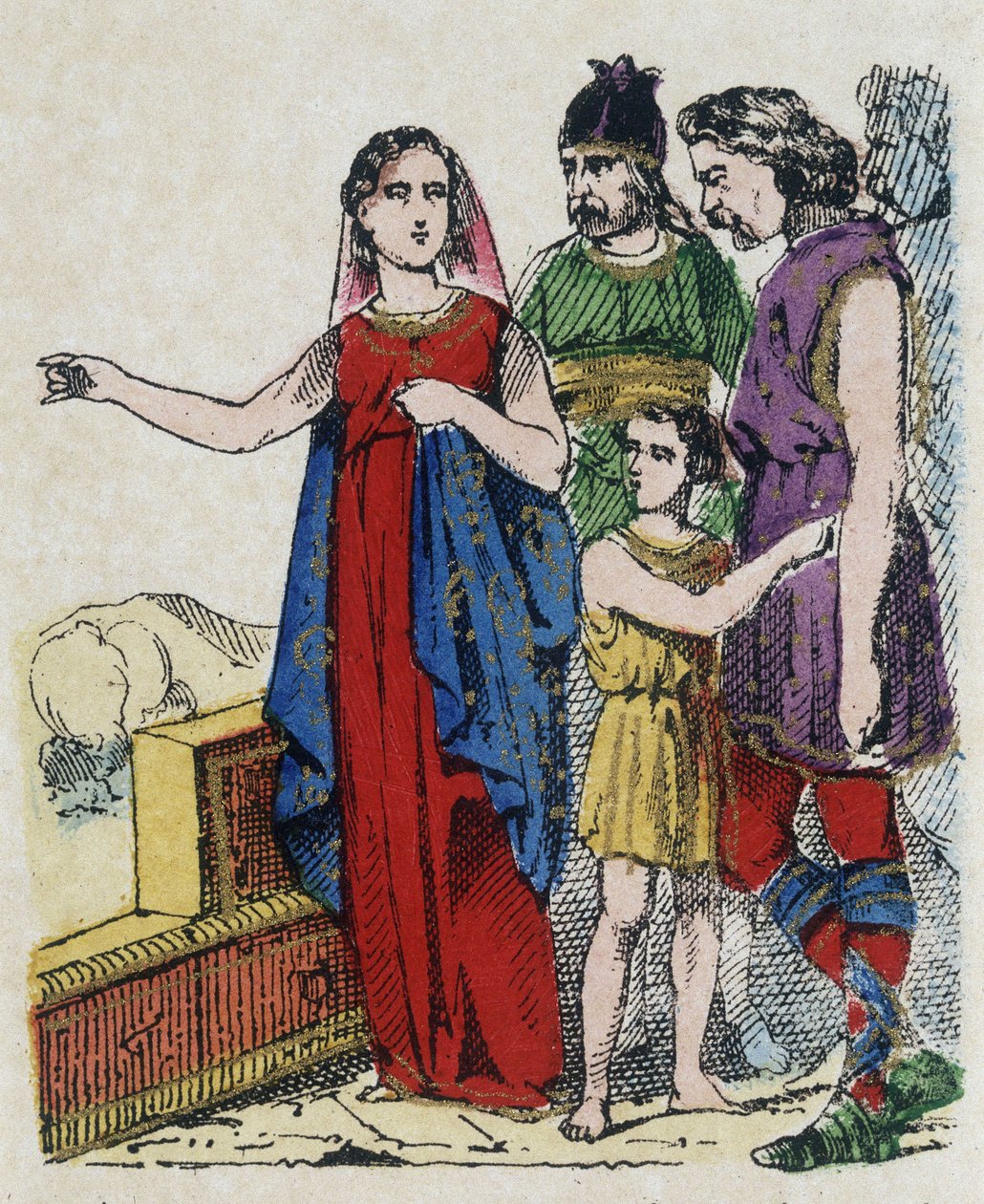 Sainte Genevieve (422-502), patroonheilige van Parijs, weerhield Parijzenaars ervan hun stad te verlaten, die in 451 werd bedreigd door Attila, koning van de Hunnen. door Unknown artist