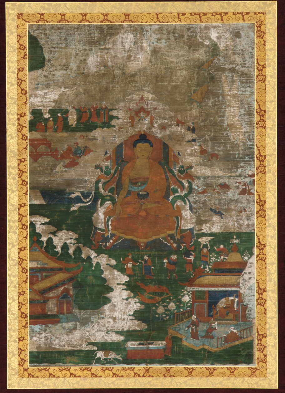 Sakyamuni op de troon; en biografische scènes door Unknown artist