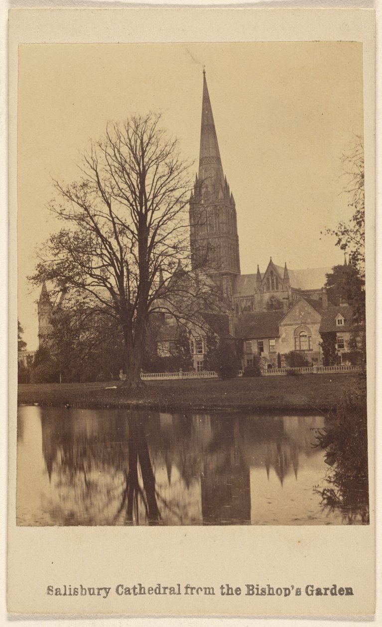 Salisbury Cathedral vanuit de bisschopstuin door Unknown artist
