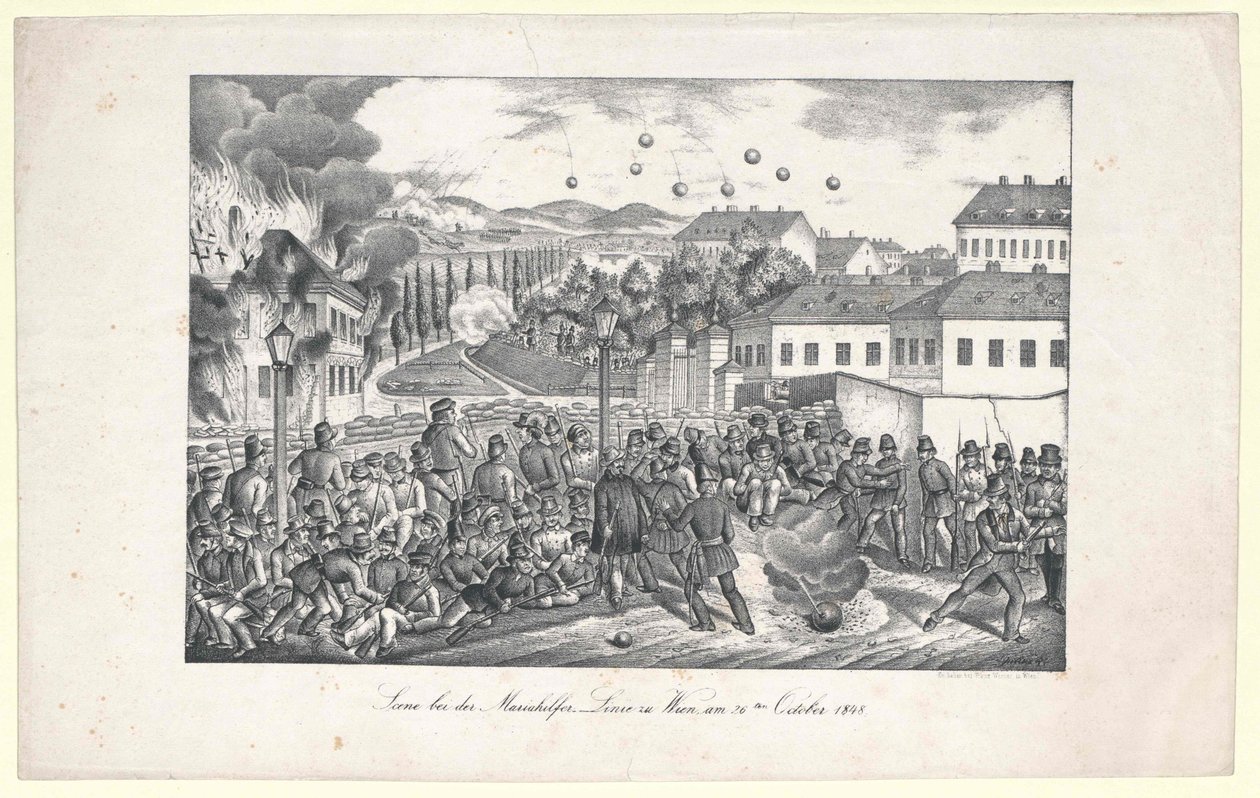 Scène bij de Mariahilf-lijn naar Wenen door Unknown artist