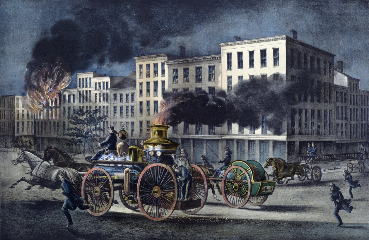 Scène uit het dagelijks leven van Amerikaanse brandweerlieden door Unknown artist