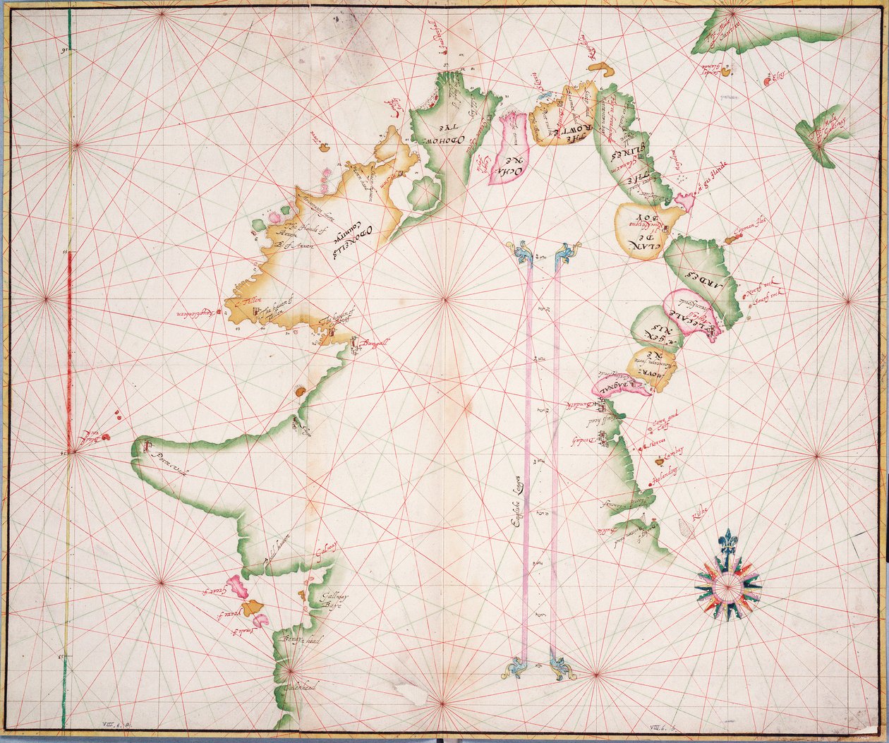 Zee kaart van de noordkust van Ierland, ca. 1600 door Unknown artist