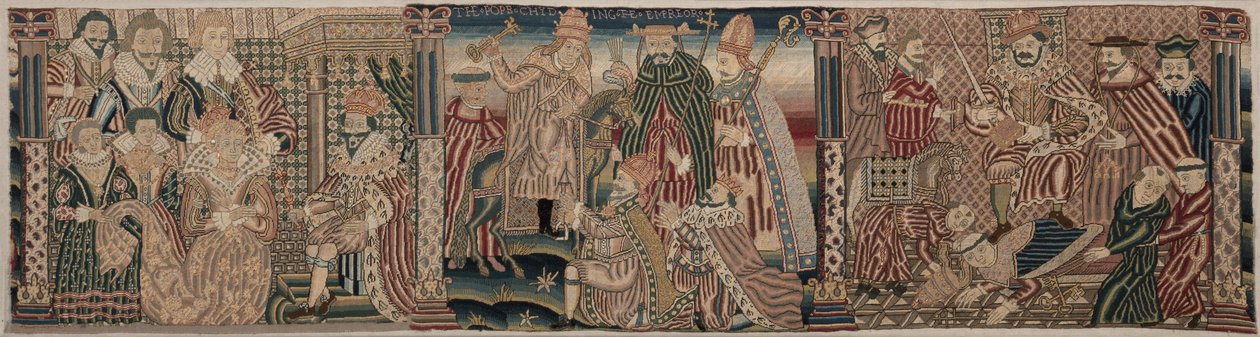 Secties van een geborduurde fries door Unknown artist