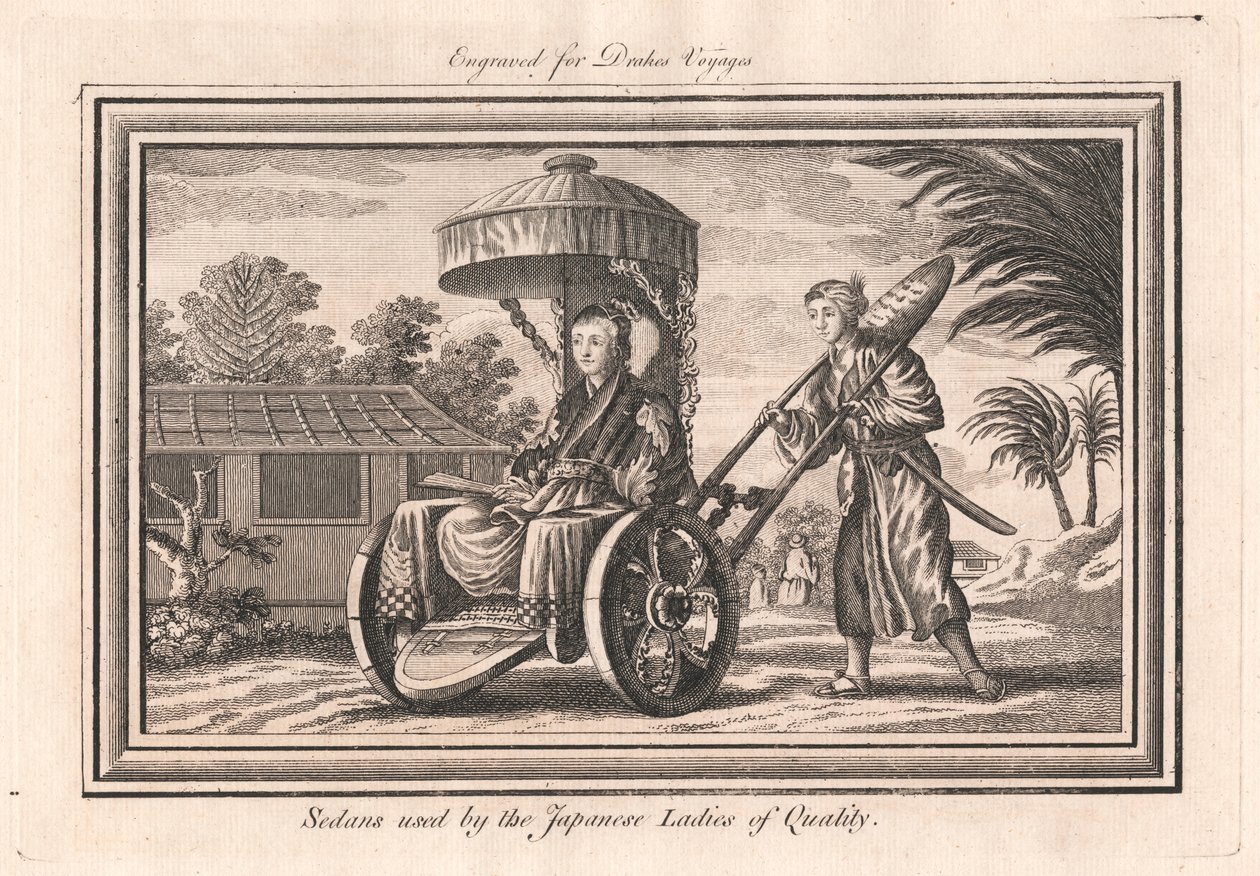 Sedans gebruikt door de Japanse dames van kwaliteit door Unknown artist