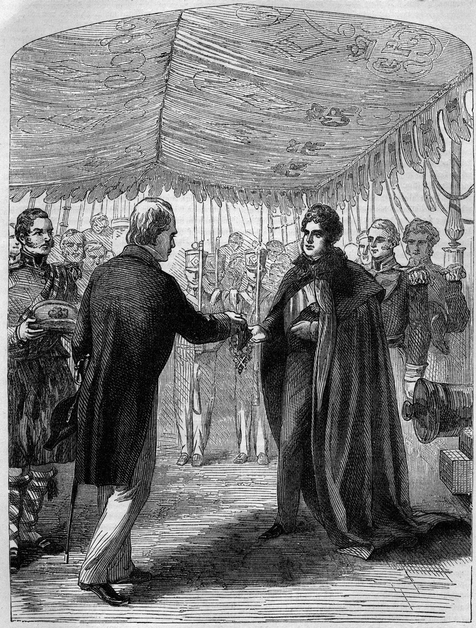 Sir Walter Scott presenteert het Kruis van Sint Andreas aan Koning George IV door Unknown artist
