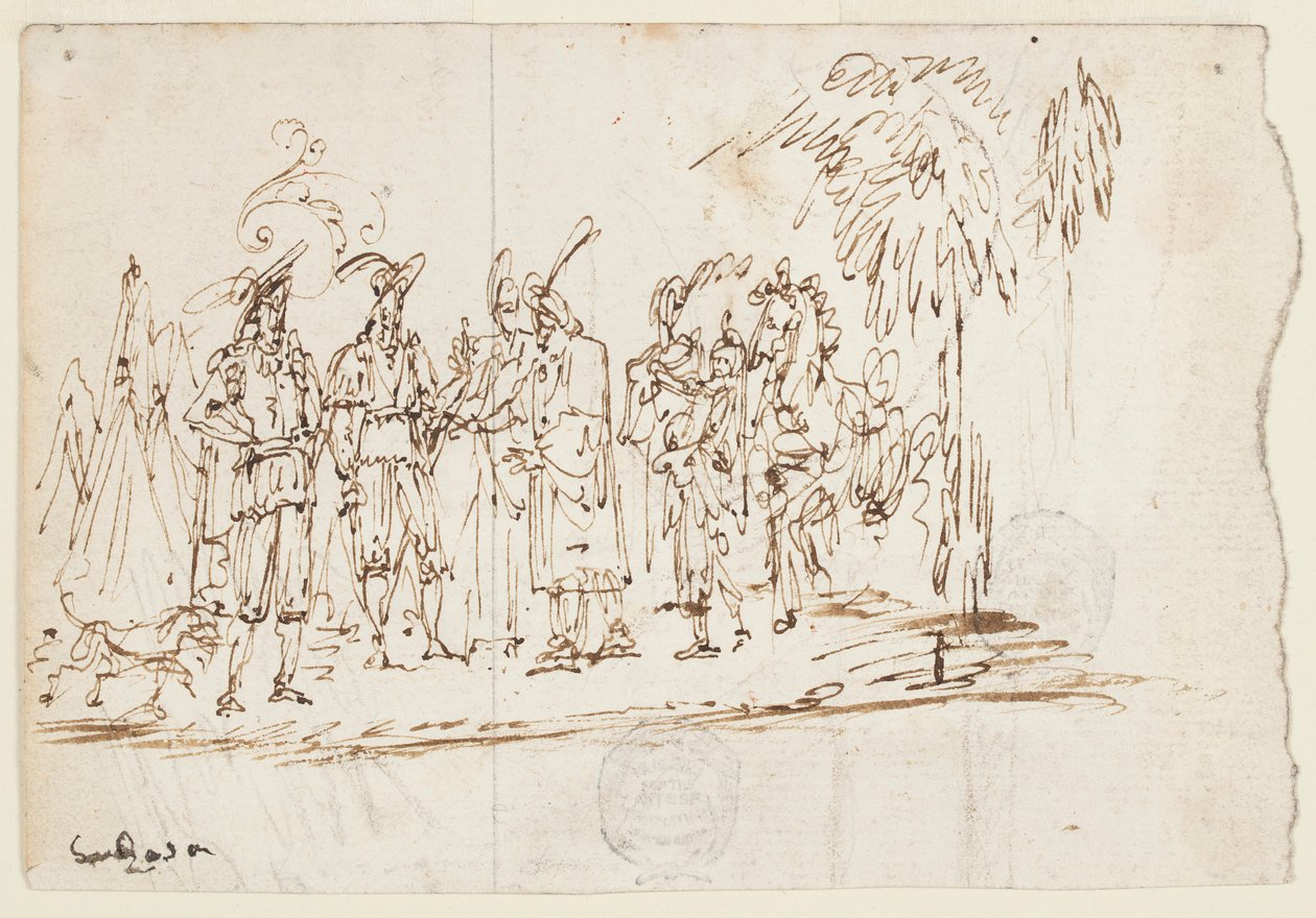 Schets: Een oosters bezoek door Unknown artist