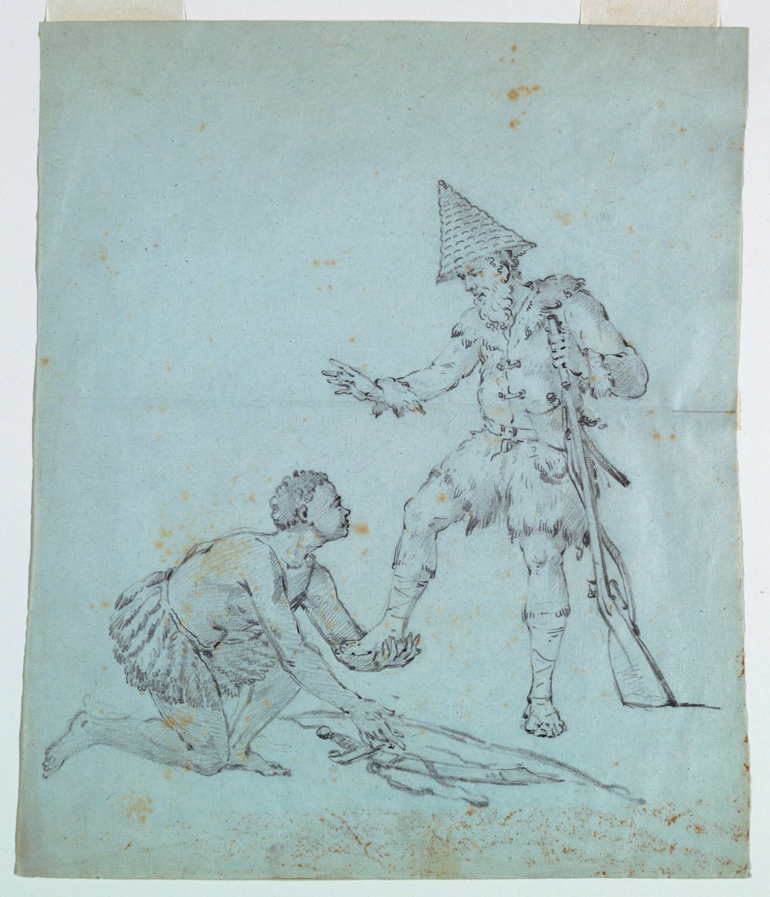 Schets voor een katoenprint: Robinson Crusoe door Unknown artist