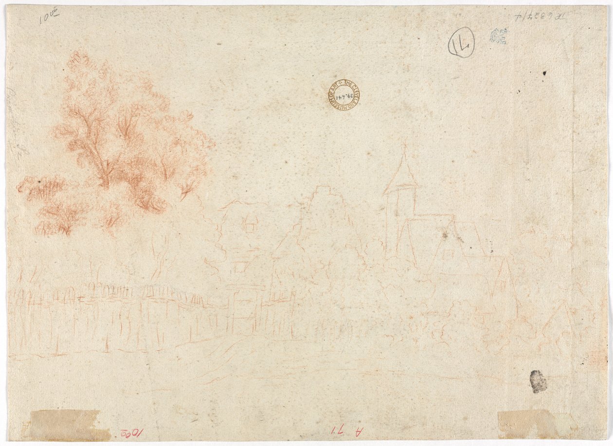 Schets van een Dorp (verso) door Unknown artist