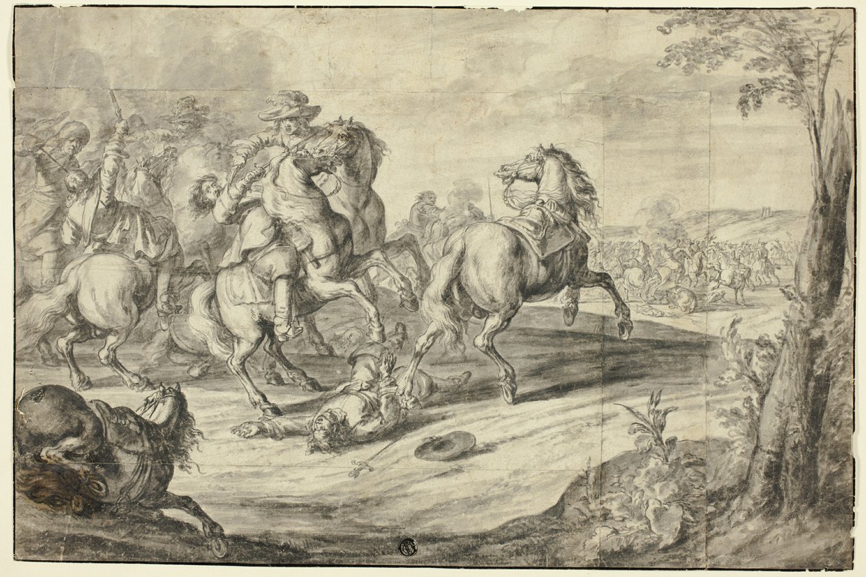 Soldaten in gevecht door Unknown artist