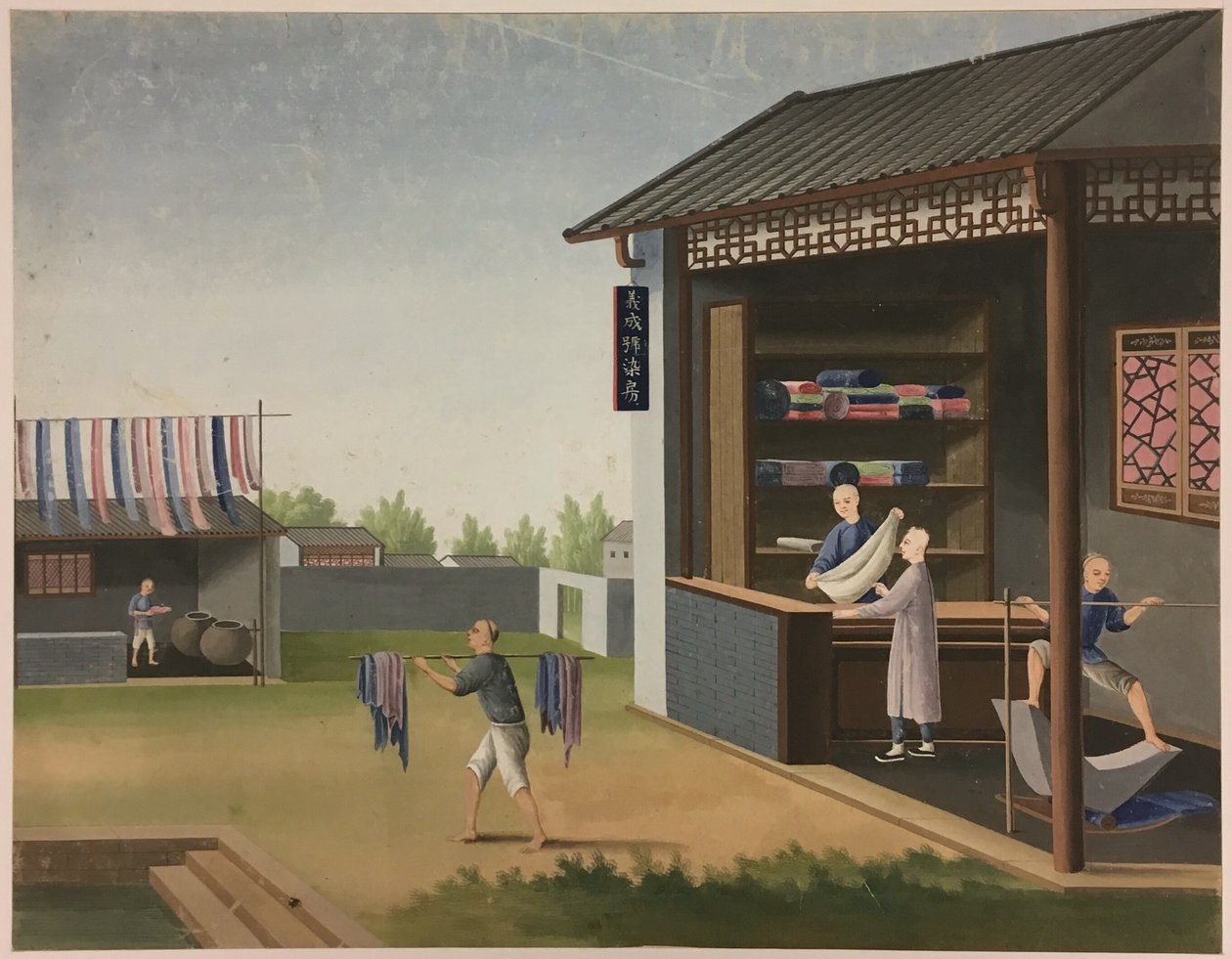 Doek spinnen, theebladeren voorbereiden, zijde voorbereiden door Unknown artist