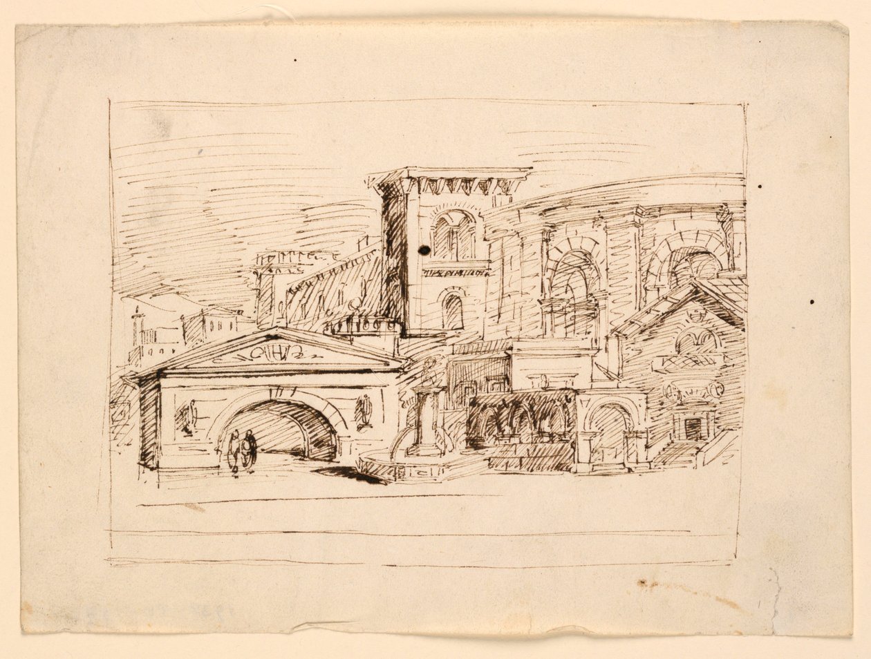 Toneelontwerp, antieke gebouwen door Unknown artist