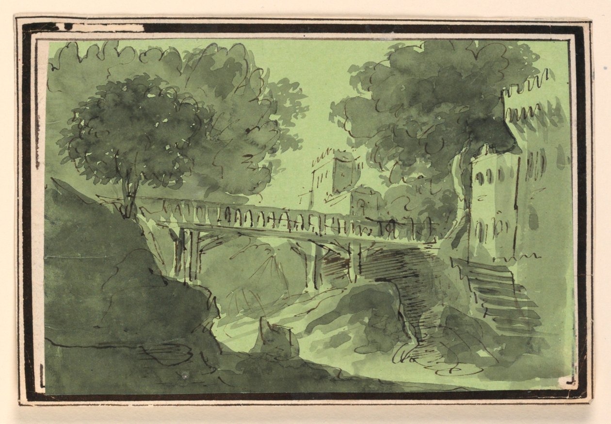Toneelontwerp, Brug over Water door Unknown artist