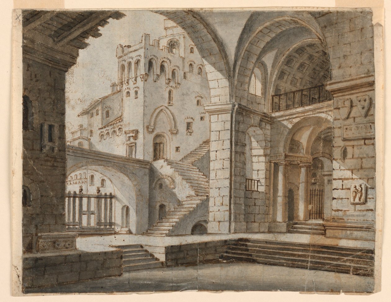 Toneelontwerp: Hof in Gotisch Kasteel door Unknown artist