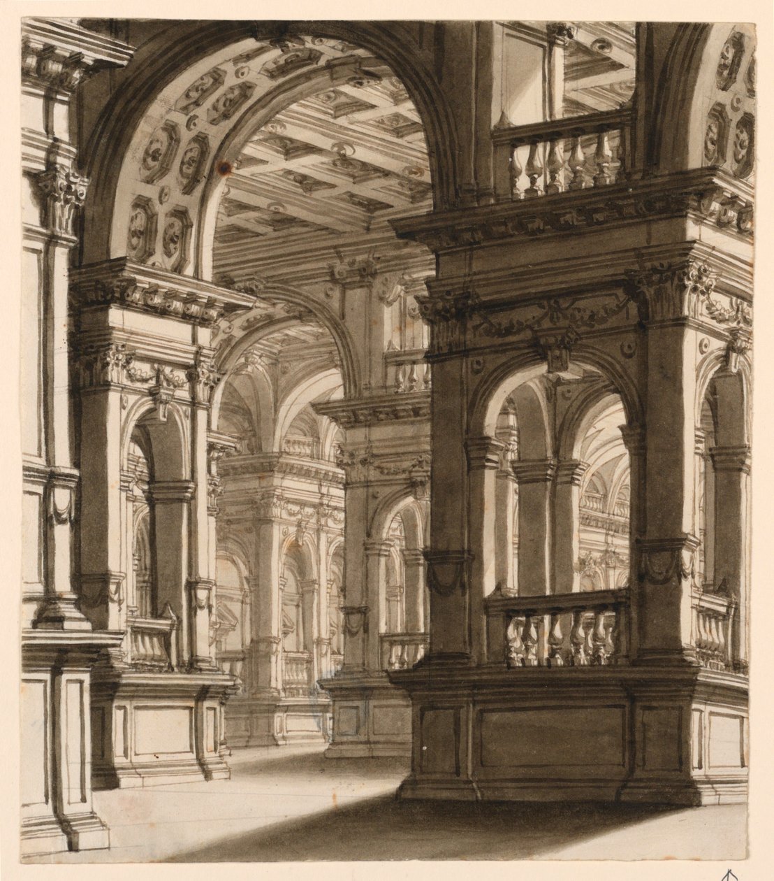 Toneelontwerp, Interieur van een Renaissance Portiek door Unknown artist