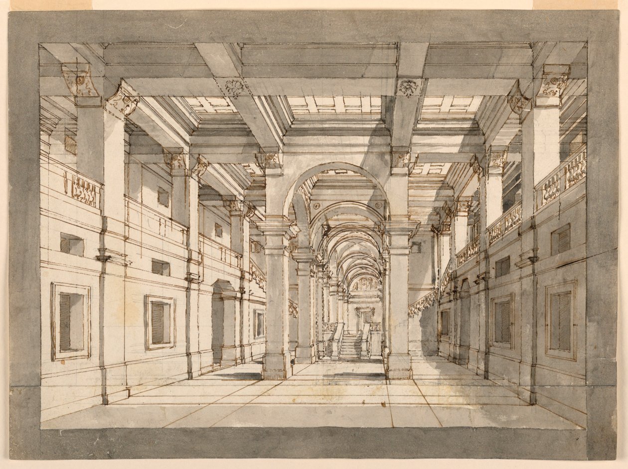 Toneelontwerp, paleisinterieur door Unknown artist