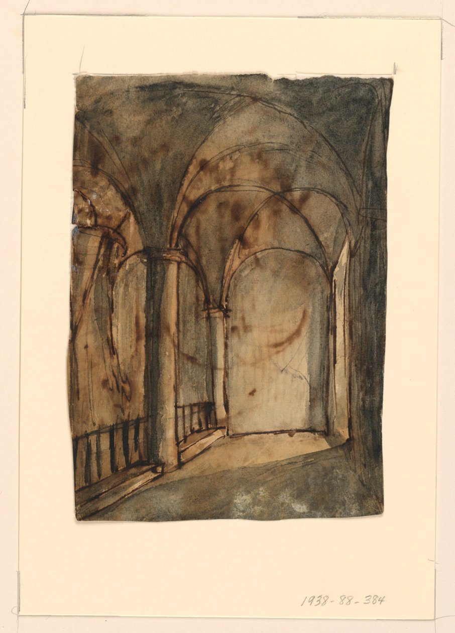Toneelontwerp, Gewelfde Kerkinterieur door Unknown artist