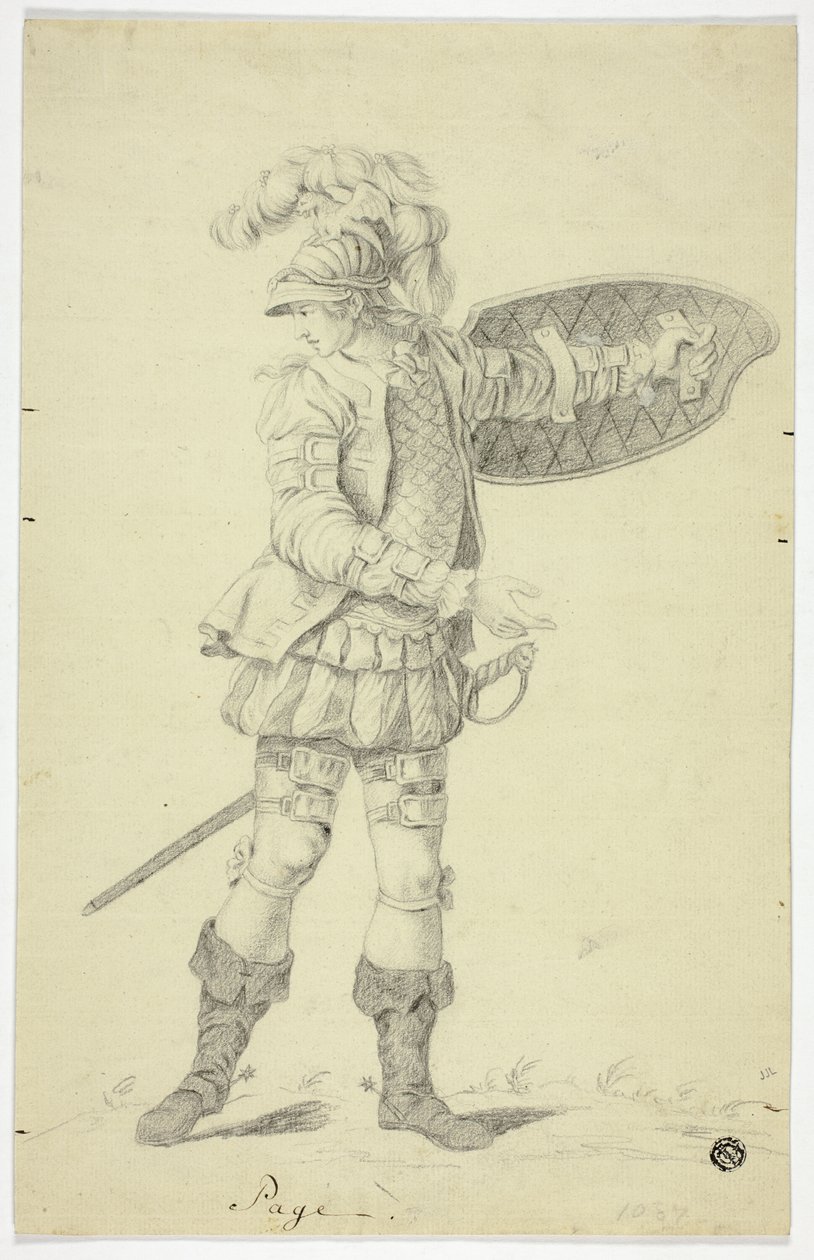 Staande Page met Schild en Zwaard door Unknown artist