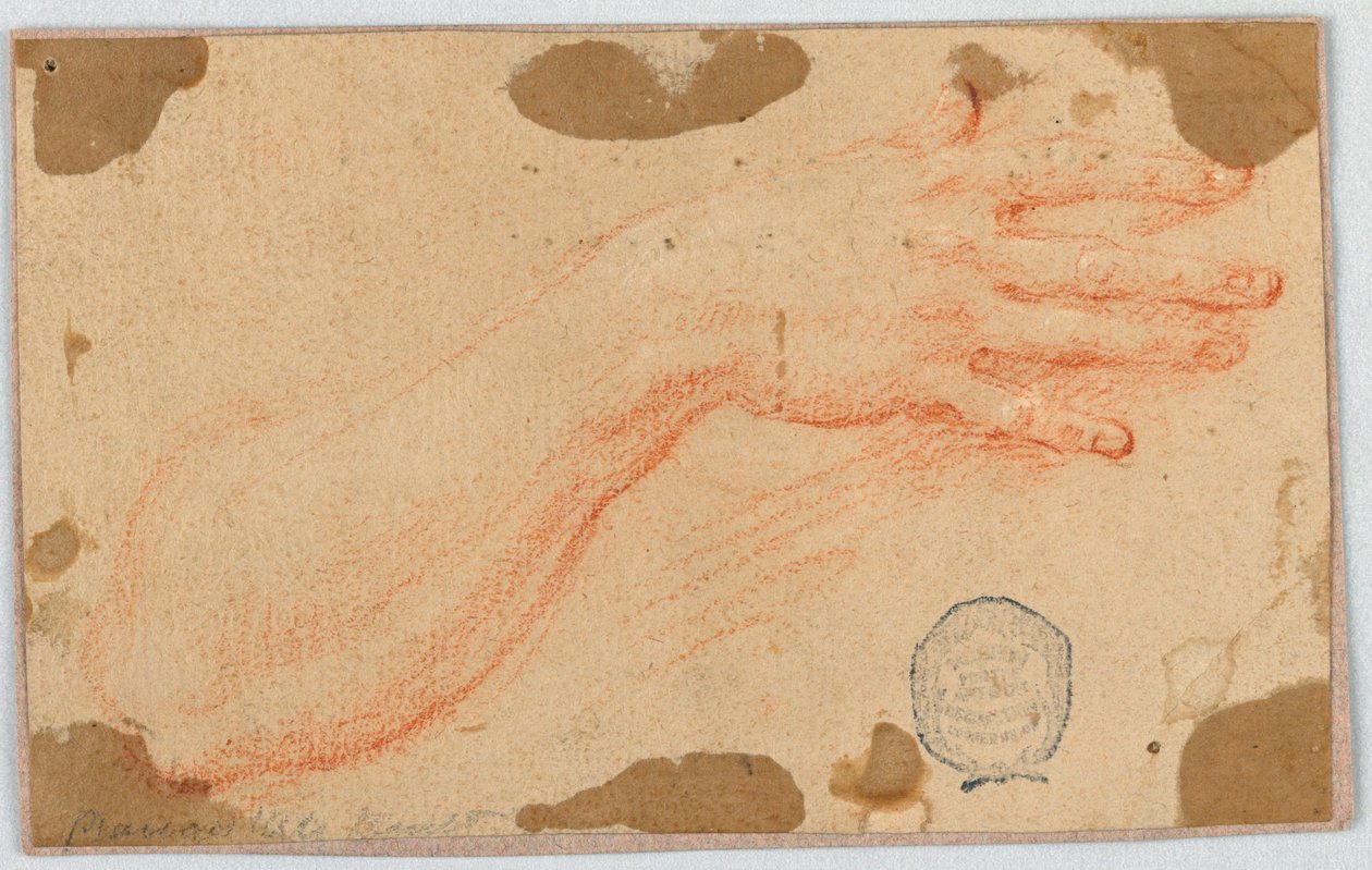 Studie voor de rechteronderarm en hand van een vrouw door Unknown artist