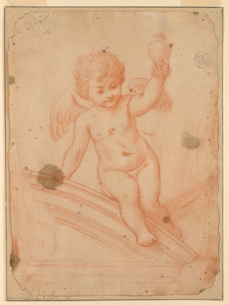 Studie van engel met vaas door Unknown artist