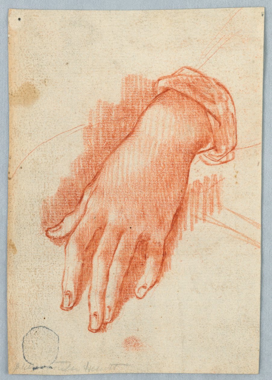Studie van de linkerhand van een vrouw door Unknown artist
