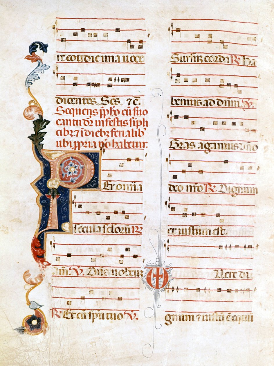 Sursum Corda, voorbeeld van de 14e-eeuwse notatie (P) door Unknown artist