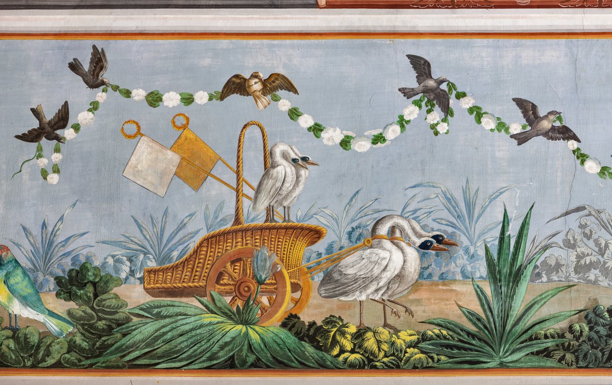 Zwanen en andere vogels (detail) door Unknown artist