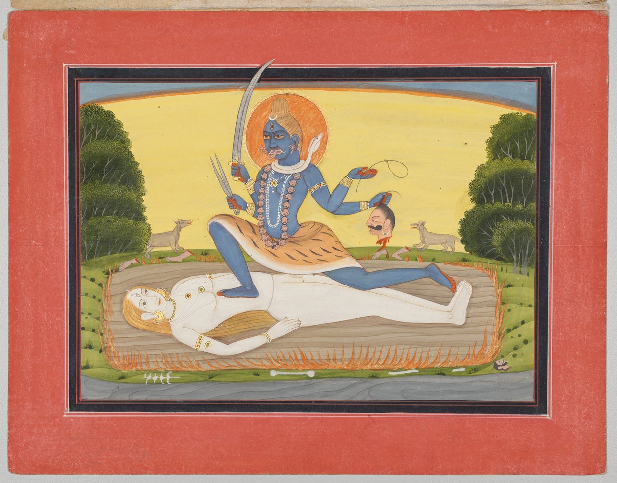 Tantrische Devi op Shiva, uit een Mandi Devi Serie door Unknown artist