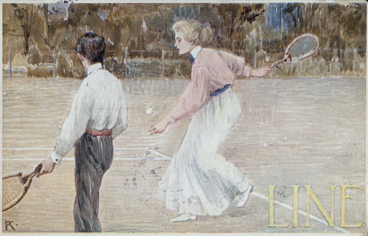 Tennisspelers - ansichtkaart, circa 1890 door Unknown artist
