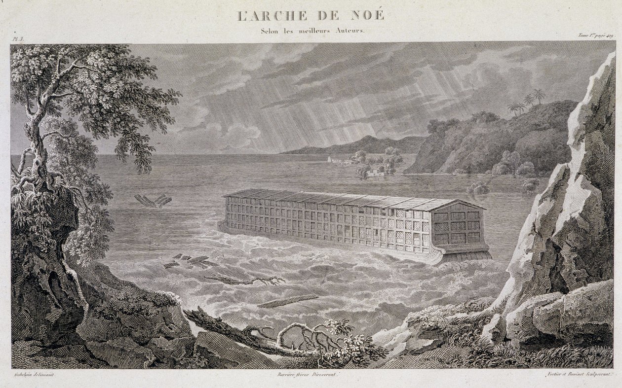 De Ark van Noach onder de zondvloed - gravure door Fortier en Bovinet door Unknown artist