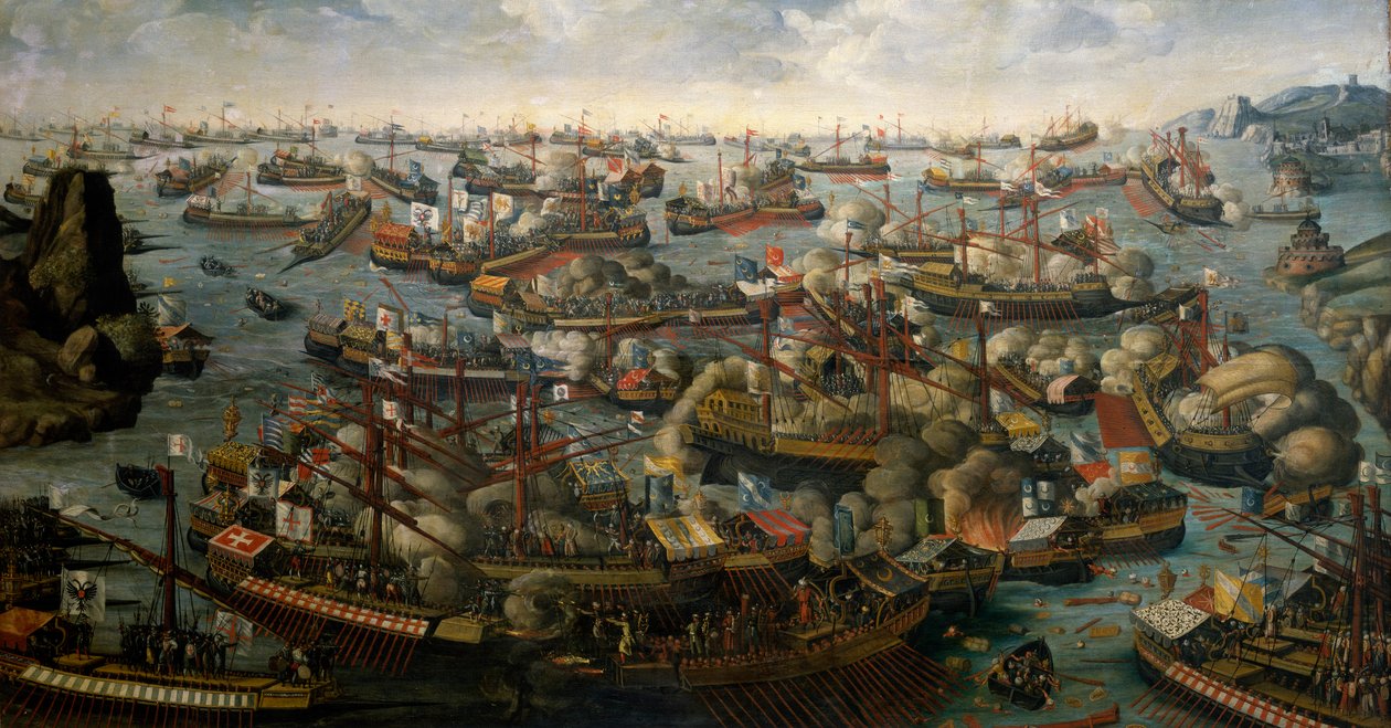 De Slag bij Lepanto, 7 oktober 1571, eind 16e eeuw door Unknown artist