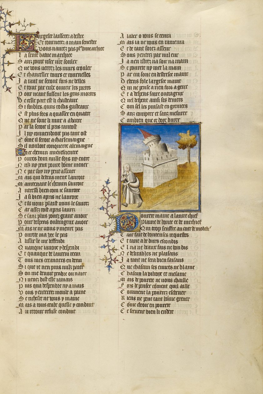 Het kasteel van vrijgevigheid stort in op het pad voor de personificatie van armoede door Unknown artist