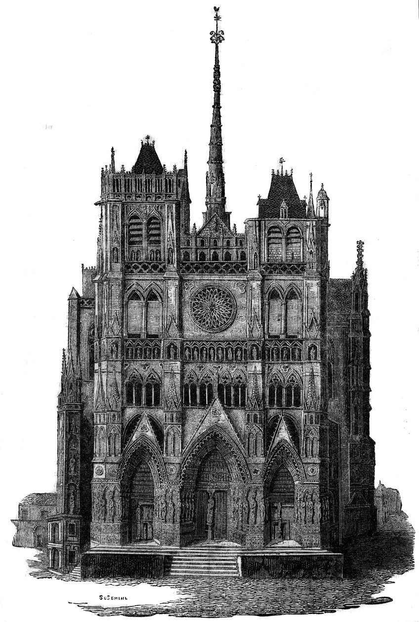 De kathedraal van Amiens in de 19e eeuw. door Unknown artist