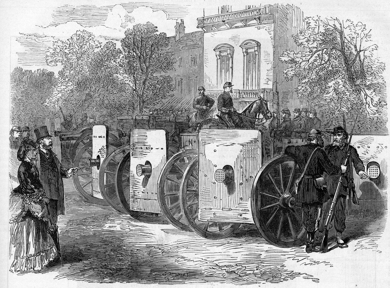 De Commune van Parijs in 1871. Gepantserde machinegeweer gebruikt door federes (communards). door Unknown artist