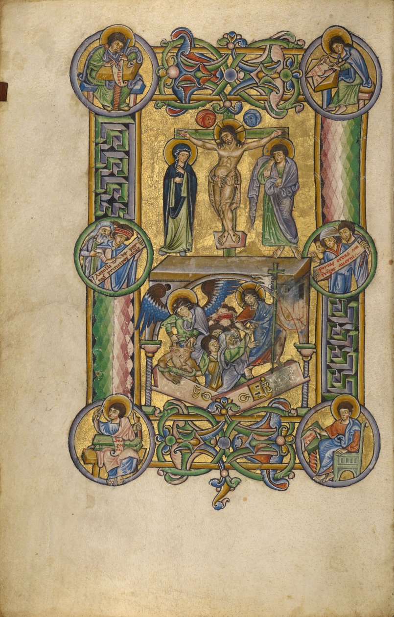 De kruisiging en de verwoesting van de hel door Unknown artist