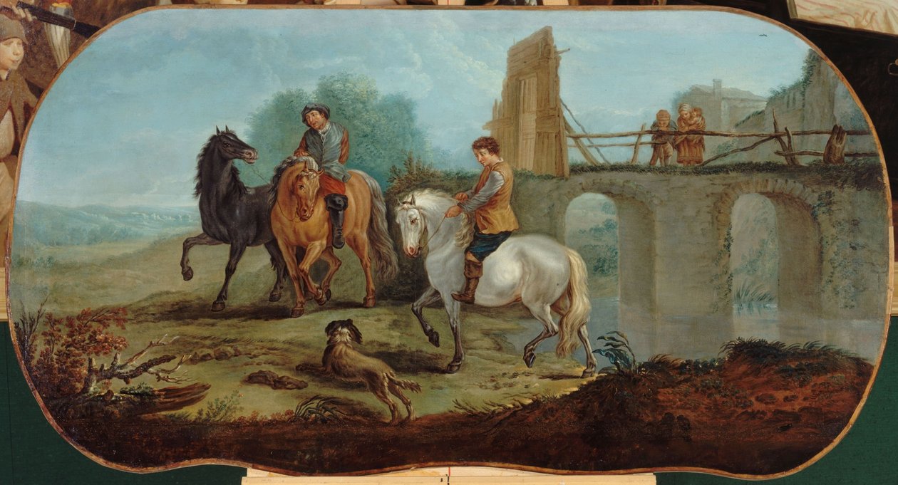 De dressuur van paarden, tussen 1701 en 1800 (olieverf op doek) door Unknown artist