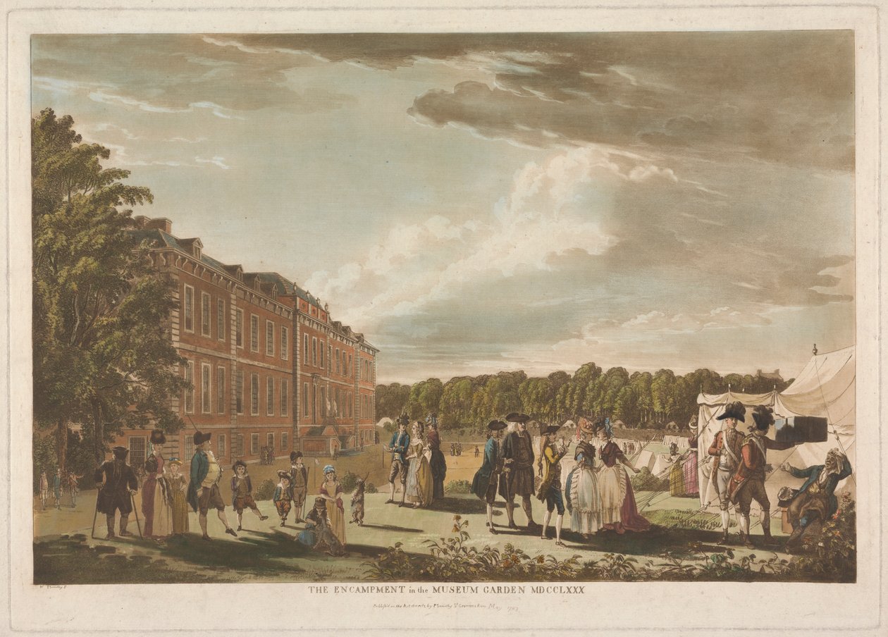 Het kampement in de museumtuin door Unknown artist