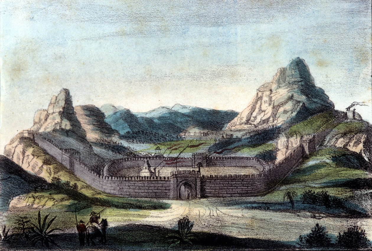 De Grote Muur van China. Gravure uit de 19e eeuw door Unknown artist