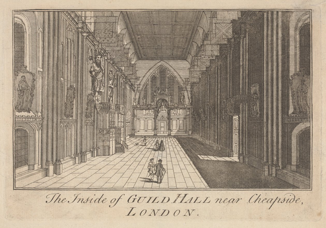 De binnenkant van Guild Hall bij Cheapside, Londen door Unknown artist
