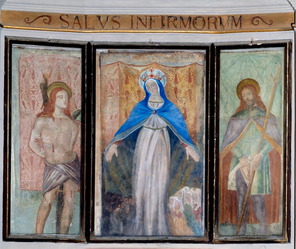 De Madonna, Sint Sebastiaan en Sint Rochus door Unknown artist