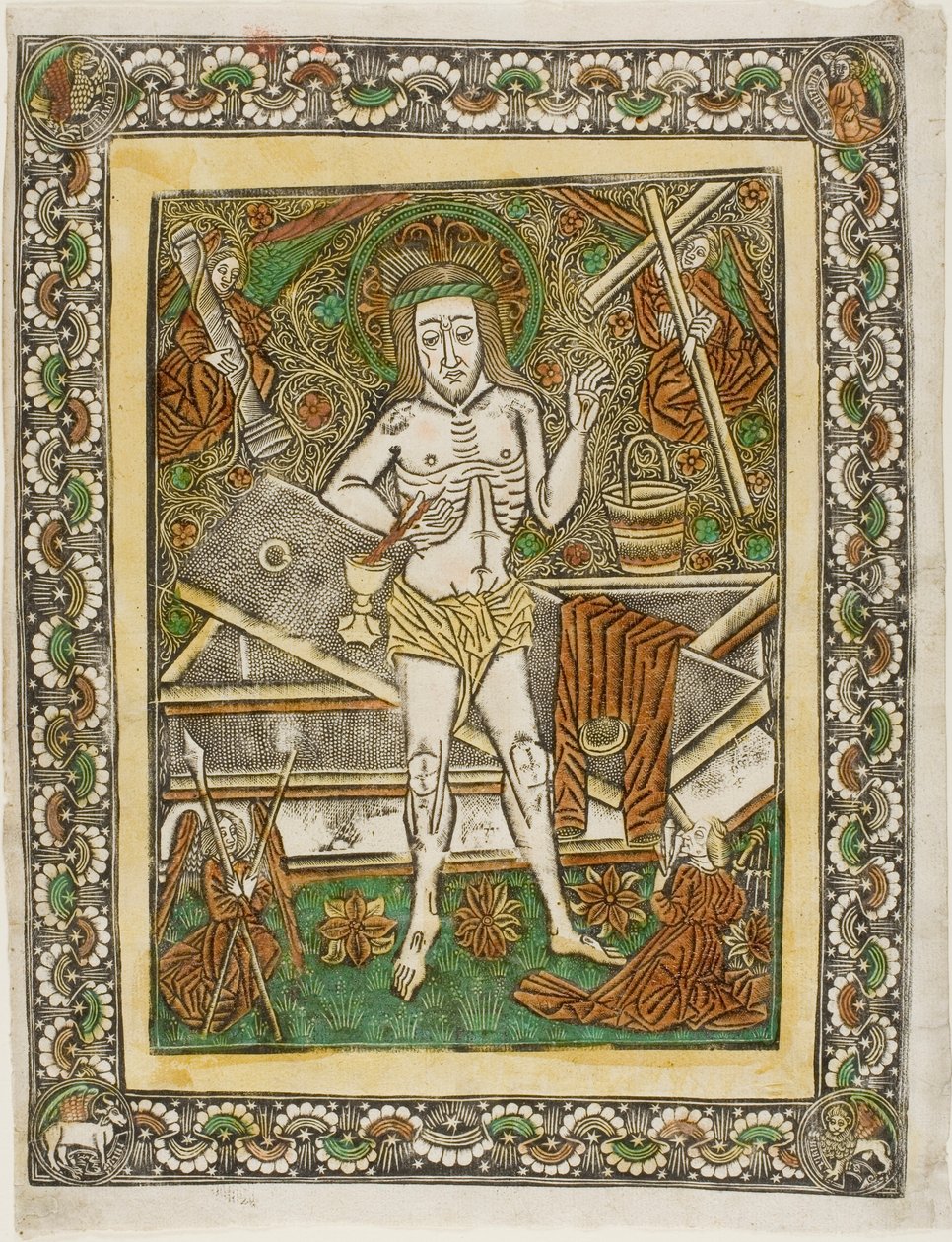 De man van smarten met vier engelen door Unknown artist