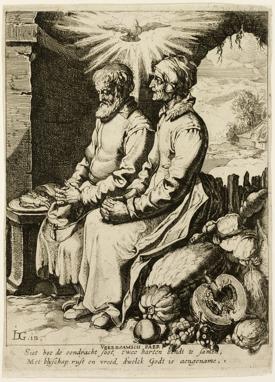 Het vrome oude echtpaar door Unknown artist